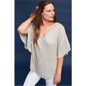 Anthro Vanessa Virginia Plisse Metallic Top 201